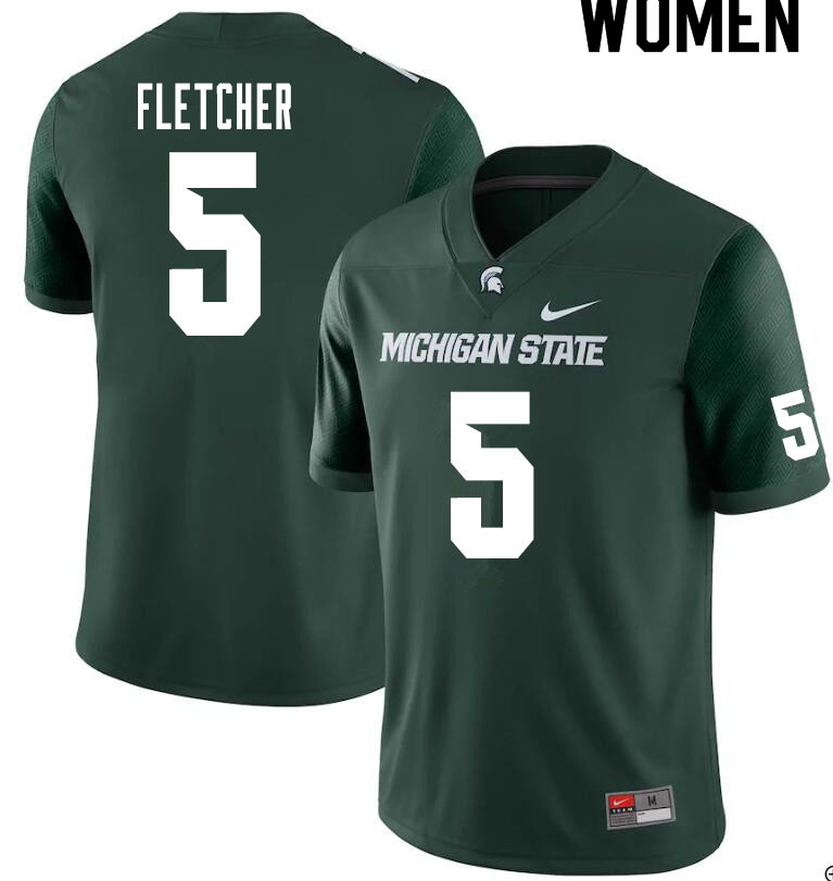 Women #5 Michael Fletcher Michigan State Spartans College Football Jerseys Sale-Green